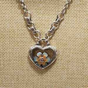 BRIGHTON Orchard Bloom from Within enamel floral Heart necklace